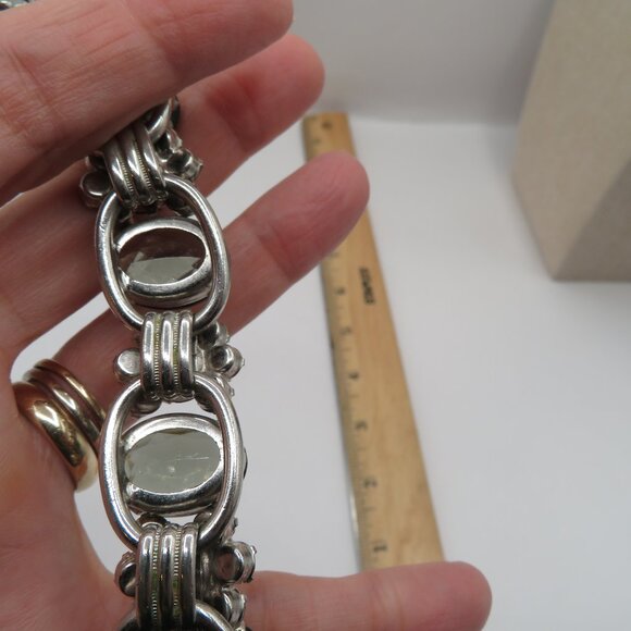 Juliana D&E Oval Black Glass and Black. And Clear Chatons Silver Tone Bracelet - Picture 12 of 15